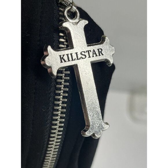 Killstar Black Dress Full Zip Long Sleeve Cross Size Small Wierdos - Picture 12 of 13